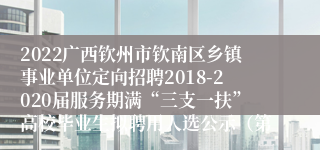 2022广西钦州市钦南区乡镇事业单位定向招聘2018-2020届服务期满“三支一扶”高校毕业生拟聘用人选公示（第