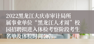 2022黑龙江大庆市审计局所属事业单位“黑龙江人才周”校园招聘拟进入体检考察阶段考生名单及体检时间公告