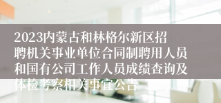 2023内蒙古和林格尔新区招聘机关事业单位合同制聘用人员和国有公司工作人员成绩查询及体检考察相关事宜公告