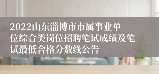 2022山东淄博市市属事业单位综合类岗位招聘笔试成绩及笔试最低合格分数线公告