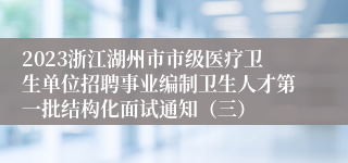 2023浙江湖州市市级医疗卫生单位招聘事业编制卫生人才第一批结构化面试通知（三）