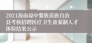 2021海南琼中黎族苗族自治县考核招聘医疗卫生备案制人才体检结果公示