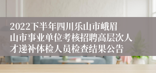 2022下半年四川乐山市峨眉山市事业单位考核招聘高层次人才递补体检人员检查结果公告