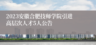 2023安徽合肥技师学院引进高层次人才5人公告