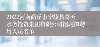 2022河南商丘市宁陵县葛天水务投资集团有限公司招聘拟聘用人员名单