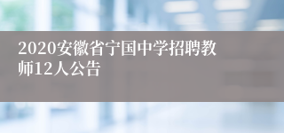 2020安徽省宁国中学招聘教师12人公告