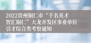 2022贵州铜仁市“千名英才智汇铜仁”大龙开发区事业单位引才综合类考察通知
