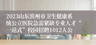 2023山东滨州市卫生健康系统公立医院急需紧缺专业人才“一站式”校园招聘1012人公告