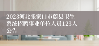 2023河北张家口市蔚县卫生系统招聘事业单位人员123人公告