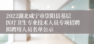 2022湖北咸宁市崇阳县基层医疗卫生专业技术人员专项招聘拟聘用人员名单公示