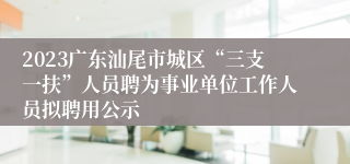 2023广东汕尾市城区“三支一扶”人员聘为事业单位工作人员拟聘用公示