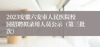 2023安徽六安市人民医院校园招聘拟录用人员公示（第三批次）