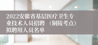 2022安徽省基层医疗卫生专业技术人员招聘 （铜陵考点）拟聘用人员名单