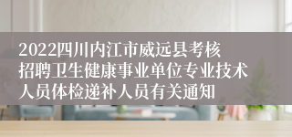 2022四川内江市威远县考核招聘卫生健康事业单位专业技术人员体检递补人员有关通知