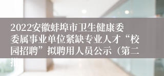 2022安徽蚌埠市卫生健康委委属事业单位紧缺专业人才“校园招聘”拟聘用人员公示（第二批）