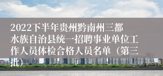 2022下半年贵州黔南州三都水族自治县统一招聘事业单位工作人员体检合格人员名单（第三批）