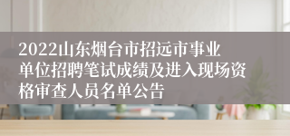 2022山东烟台市招远市事业单位招聘笔试成绩及进入现场资格审查人员名单公告