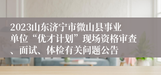 2023山东济宁市微山县事业单位“优才计划”现场资格审查、面试、体检有关问题公告