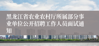 黑龙江省农业农村厅所属部分事业单位公开招聘工作人员面试通知