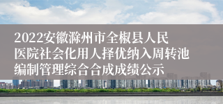 2022安徽滁州市全椒县人民医院社会化用人择优纳入周转池编制管理综合合成成绩公示