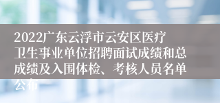 2022广东云浮市云安区医疗卫生事业单位招聘面试成绩和总成绩及入围体检、考核人员名单公布