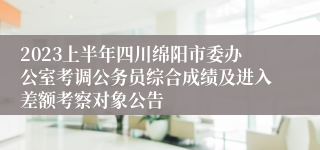 2023上半年四川绵阳市委办公室考调公务员综合成绩及进入差额考察对象公告