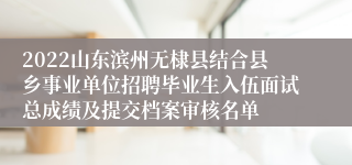 2022山东滨州无棣县结合县乡事业单位招聘毕业生入伍面试总成绩及提交档案审核名单