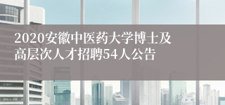 2020安徽中医药大学博士及高层次人才招聘54人公告