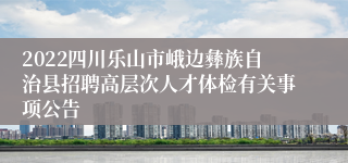 2022四川乐山市峨边彝族自治县招聘高层次人才体检有关事项公告