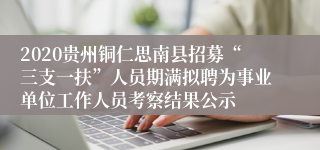 2020贵州铜仁思南县招募“三支一扶”人员期满拟聘为事业单位工作人员考察结果公示