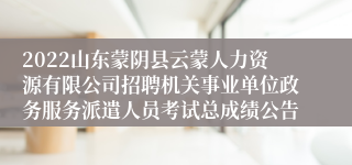 2022山东蒙阴县云蒙人力资源有限公司招聘机关事业单位政务服务派遣人员考试总成绩公告