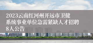 2023云南红河州开远市卫健系统事业单位急需紧缺人才招聘8人公告