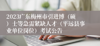 2023广东梅州市引进博（硕）士等急需紧缺人才（平远县事业单位岗位）考试公告