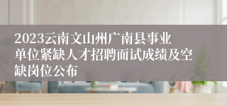 2023云南文山州广南县事业单位紧缺人才招聘面试成绩及空缺岗位公布
