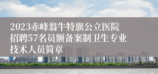 2023赤峰翁牛特旗公立医院招聘57名员额备案制卫生专业技术人员简章