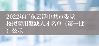 2022年广东云浮中共市委党校拟聘用紧缺人才名单（第一批）公示