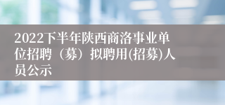 2022下半年陕西商洛事业单位招聘（募）拟聘用(招募)人员公示