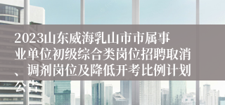 2023山东威海乳山市市属事业单位初级综合类岗位招聘取消、调剂岗位及降低开考比例计划公告