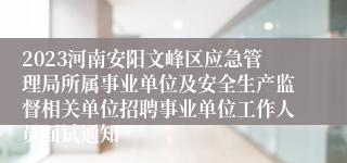 2023河南安阳文峰区应急管理局所属事业单位及安全生产监督相关单位招聘事业单位工作人员面试通知