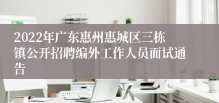 2022年广东惠州惠城区三栋镇公开招聘编外工作人员面试通告 