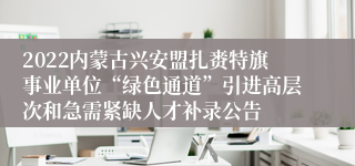 2022内蒙古兴安盟扎赉特旗事业单位“绿色通道”引进高层次和急需紧缺人才补录公告