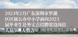 2023年2月广东深圳市罗湖区区属公办中小学面向2023届毕业生赴外定点招聘常设岗位人员500人公告