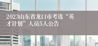 2023山东省龙口市考选“英才计划”人员5人公告