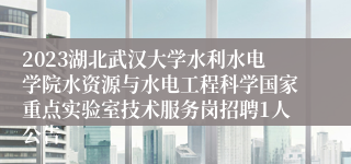 2023湖北武汉大学水利水电学院水资源与水电工程科学国家重点实验室技术服务岗招聘1人公告