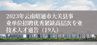 2023年云南昭通市大关县事业单位招聘优秀紧缺高层次专业技术人才通告（19人）