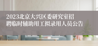 2023北京大兴区委研究室招聘临时辅助用工拟录用人员公告