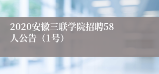 2020安徽三联学院招聘58人公告（1号）