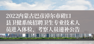 2022内蒙古巴彦淖尔市磴口县卫健系统招聘卫生专业技术人员进入体检、考察人员递补公告