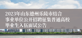 2023年山东德州乐陵市结合事业单位公开招聘征集普通高校毕业生入伍面试公告