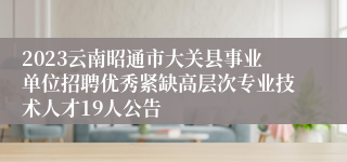 2023云南昭通市大关县事业单位招聘优秀紧缺高层次专业技术人才19人公告